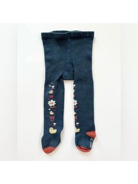 Souris Mini Blue and Red Floral Tights with Unique Patterns